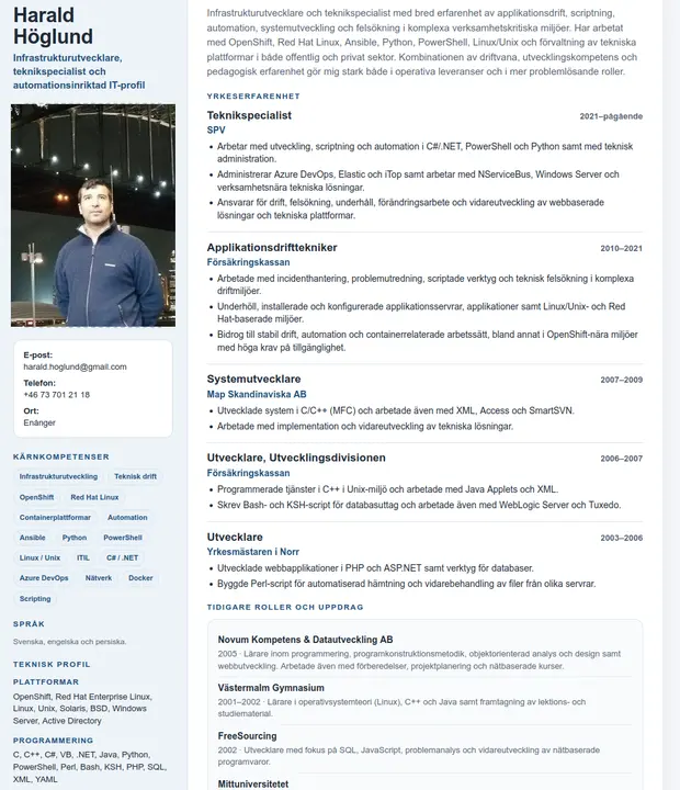 CV-exempel — IT-specialist