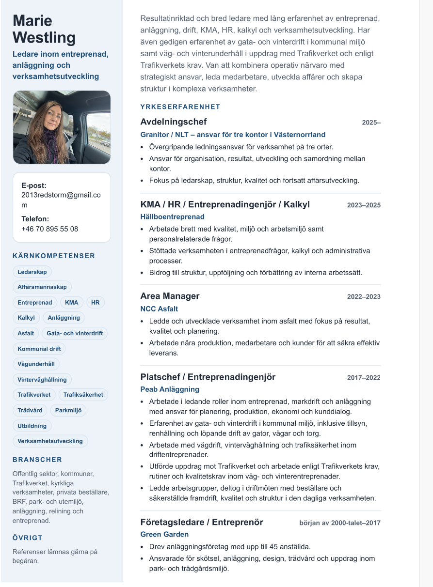 Ledare inom entreprenad, anläggning och verksamhetsutveckling